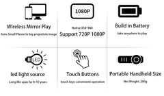 SmartIdea Wireless Projector DLP Handheld Pocket Proyector Build-in Battery Support AirPlay Miracast Outdoor Camping Projector