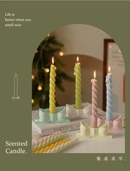 Ins Style Thin Spiral Long Rod Candle Scented Candle Aromatherapy Soy Wax Candles Wedding Birthday Candle Party Home Decoration