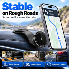 Vyvylabs Magnetic Car Phone Holder 15W Wireless Charger Bendable Car Phone Mount for iPhone 12-18 Stand Dashboard Center Console