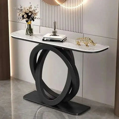 Luxury tablet computer console table Italian semi-circular iron entrance cabinet table Console Tables Creative corridor end view