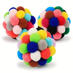 1/3PCS Cat Toys Cat Plush Ball Toy Pet Elastic Bell Ball Self Hi Ball Playing Cat Colorful Woolen Ball Pet Shop