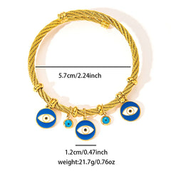 ANENJERY 316L Stainless Steel Colorful Eyes Heart Beads Drip Oil Pendant Bracelet for Women Men Personality Fashion Jewelry Gift