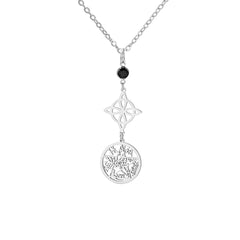 Triple Protection Necklace Virgin Mary Witch Knot Pentagram Tetragrammaton  Stainless Steel Double-side Jewerly