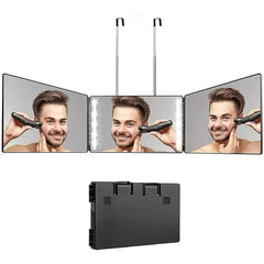 LED Mirror  Trifold Self Haircut Mirror With Light Adjustable Height 3 Way Self Haircut Mirror Hd Glass 3 Way Mirror LED Lights