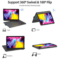360 Degree Magic Keyboard Case For iPad Air13 11 2024 M2 Pro12.9 11 iPad 10.5 10.2 7/8/9 10th Air4 5 10.9 Backlit Keyboard Funda
