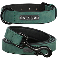 Custom Leather Dog Collar Leash Personalized Pet Collar and Leash Set Durable Leather Collar Lead for Small Medium Large Dogs Pet Shop
