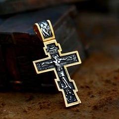 Jesus Cross Men's  Stainless Steel Crucifix Eastern Orthodox  Pendant Chain Necklace Jewelry BP8-515