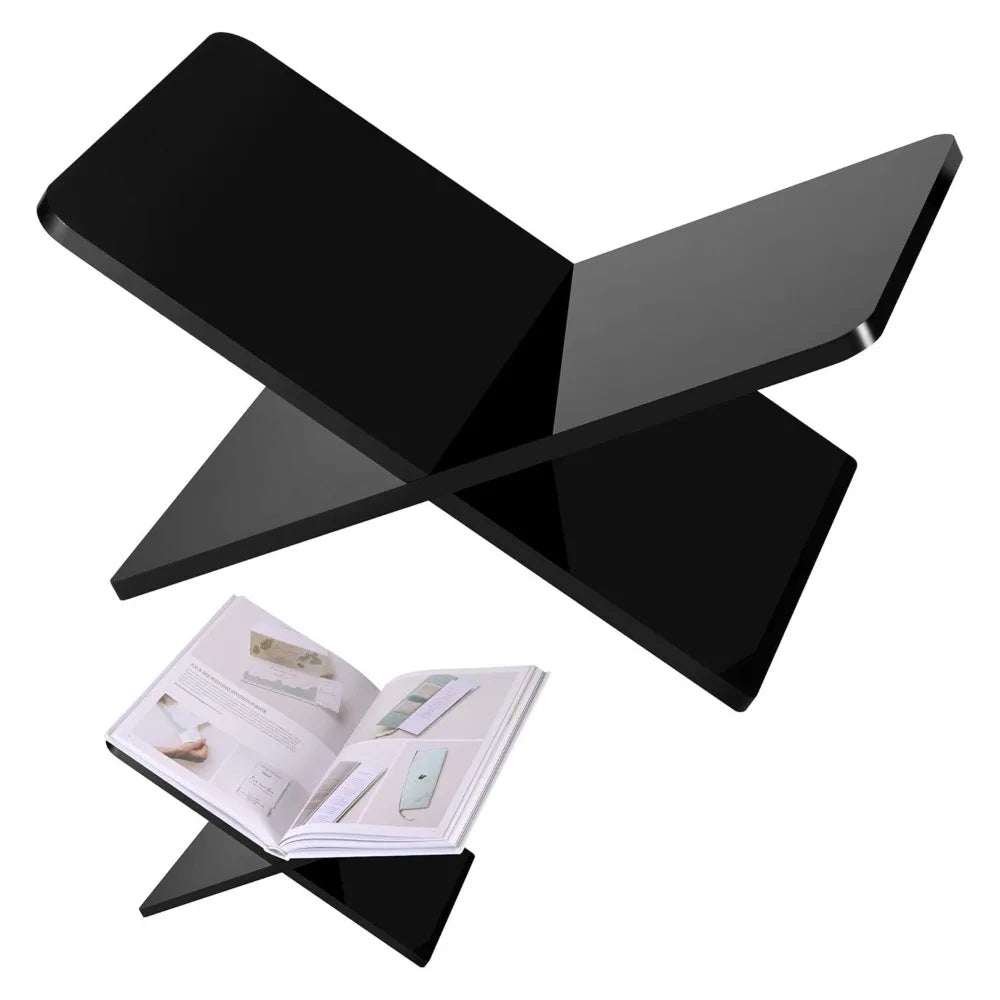 Transparency Acrylic Book Stand Large Size Ergonomic Open Display Stand Minimalist Geometric Design Recipe Holder Bible Stand