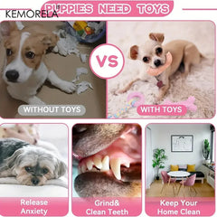 6 PCS Dog Chew Toys For Cleaning Teeth  Soft Rubber Bone Funny Ball Interactive Donut Treat Set For Small Medium Dogs Pet Gifts Pet Shop