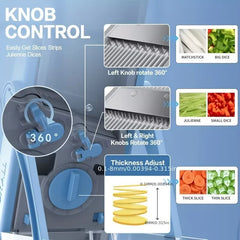 Safe Adjustable Vegetable Slicer - 4 Modes (Dicer, Julienne) Kitchen Chopping Tool (SkyBlue)