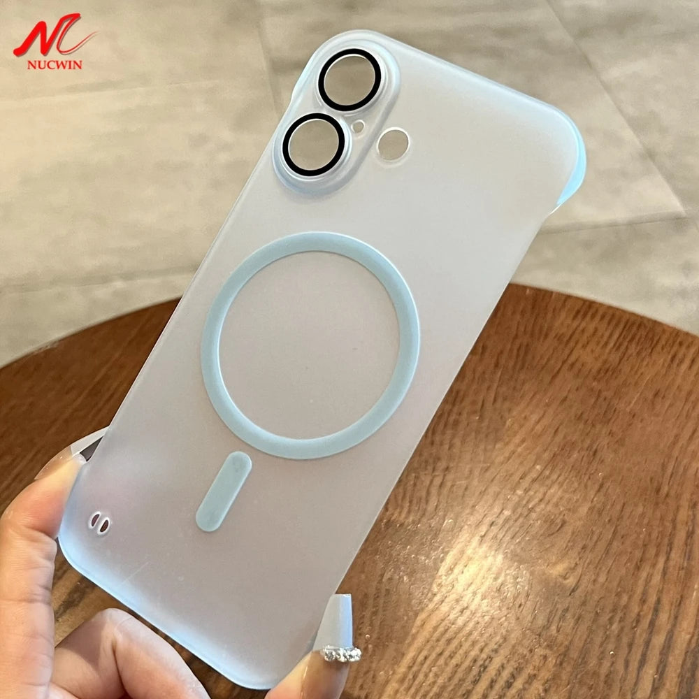 For iPhone 16 17 Pro Max Frameless Case Heat Radiation Slim Matte for Magsafe Case for iPhone 11 12 13 14 15 Pro Max Plus