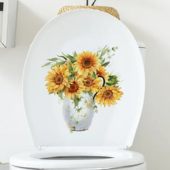 Green Plant Leaves Bathroom Toilet Sticker WC Closestool Wall Sticker Self Adhesive Mural Beautify Flower Home Decor Decals