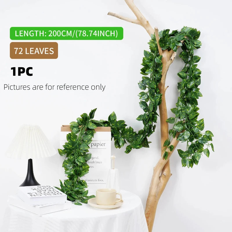 Home Decor Artificial Ivy Leaf Garland Plants Vine Fake Foliage Flowers Creeper Green 72pcs Leaf Ivy Wreath