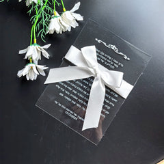 Transparent Custom Wedding Invitation Card,Acrylic Hebrew,Prayer Blessings,Candle Design Bar Mitzvah Gift,Souvenir, Thick 10pcs