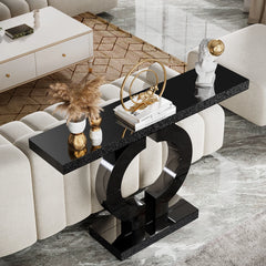 Tribesigns 43-Inch Modern Mirrored Console Table, Glass Sofa Table with Mirror Finish, Entryway Table with O-Shaped Base, Living Room Furniture