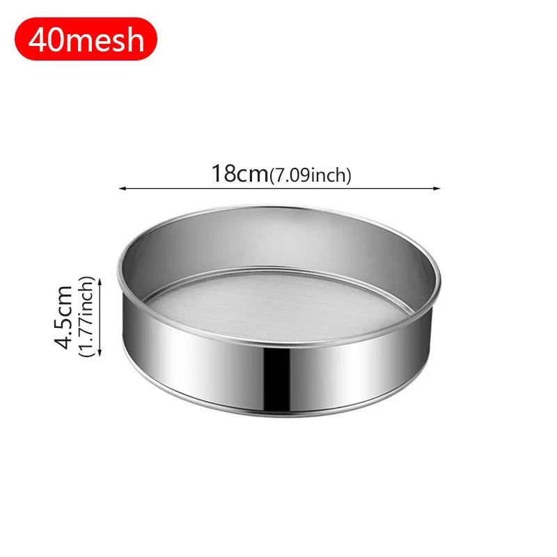 304Stainless Steel Flour Sieve 40 Mesh Thickened Sesame Baking Tools Holding Mesh Flour Sifter Sifters Shakers Mesh Baking Tools Kitchen Tools, Cooking Utensils