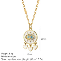 Heart Evil Blue Eye Sun Necklace for Women Cute Dog Bee Elephant Gold Color Pendant Long Stainless Steel Chains