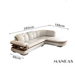 Luxury L-Shaped Leather Corner Sofa – Living Room Furniture