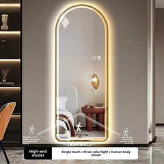 11.6 * 47 Inch Full-body Mirror U-shaped Smart LED Light Luminous Long Mirror with Metal Frame Hanging on The Wall Mirror Makeup