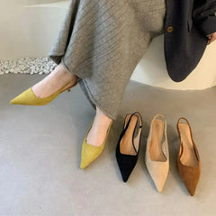 Bailamos Women Sandals Pointed Toe Elegant Low-heels Shoes Summer Fashion Slingback Woman Mules Shoes Pumps Dress Shoes