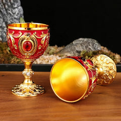 1Pc Timeless Embossed Metal Chalice Goblet Vintage Wine Champagne Liqueur Cup Perfect For Bars Restaurants Home Decor.