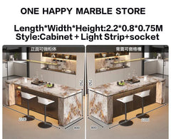 Luxury Marble Kitchen Island Dining Table, Custom Modern Bar Countertop, High-End Open Kitchen Design, Integrated Home Furniture Kitchen Display Cabinets Kitchen & Dining Furniture