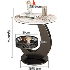 Luxury Side Table Modern Round Coffee Table for Living Room Furniture & Balcony Multifunctional Couchside Drink Table with Geometric Base