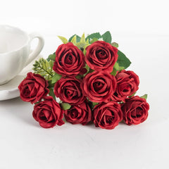 10 Heads Artificial Flowers Scrapbooking Silk Roses Wedding Party Bouquets Household Products Vases for Home Festival Decoration