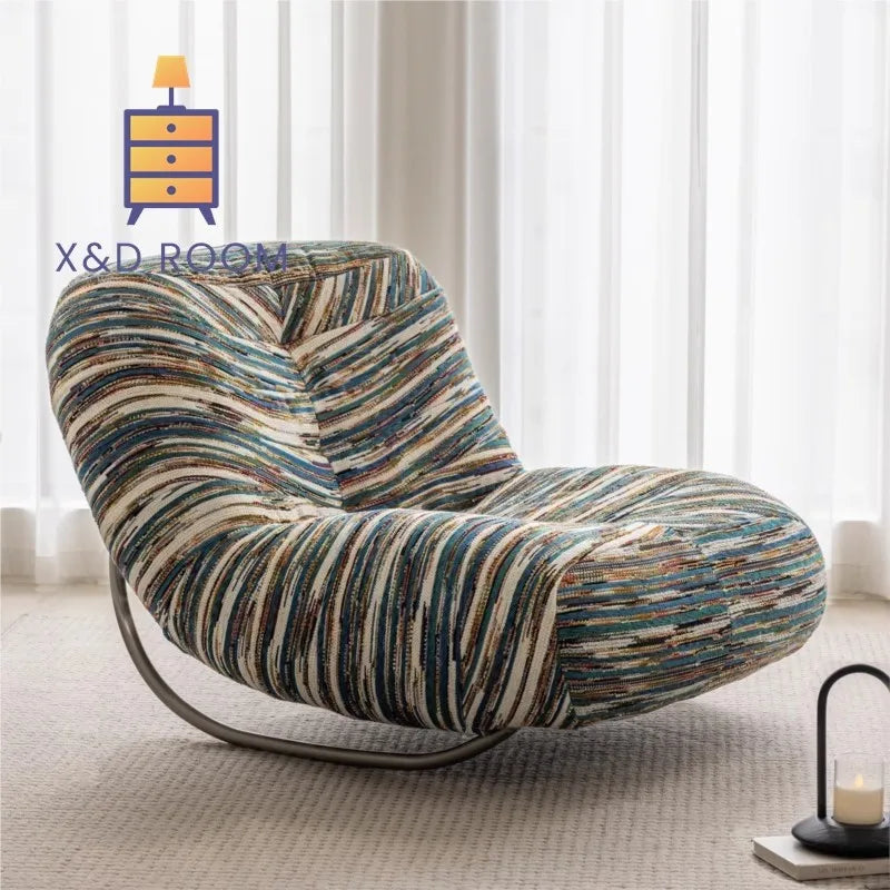 XD Caterpillar Corner Sofa Togo Balcony Casual Single Chair Living Room Internet Famous Wrought Iron Retro Rocking Chair Lazy Sofa Living Room Furniture