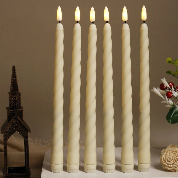 6pcs 11" Led battery operated flickering 3D Wick Spiral LED taper candle lamp candlestick Xmas wedding table Church Decor 28cm