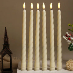 6pcs 11" Led battery operated flickering 3D Wick Spiral LED taper candle lamp candlestick Xmas wedding table Church Decor 28cm