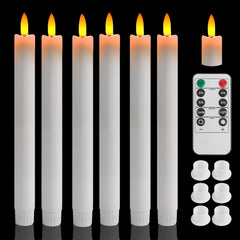 6Pcs Flameless Taper Candles with Holder & Remote LED Candlesticks Battery Operated Flickering Window Candle for Christmas Decor