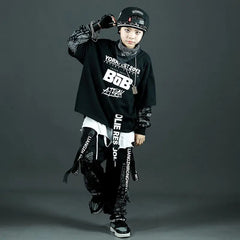 Kids Fashion Hip Hop Clothing Oversize Green Hoodie Streetwear Black Cargo Shorts For Girls Boys Jazz Dance Costume Clothes