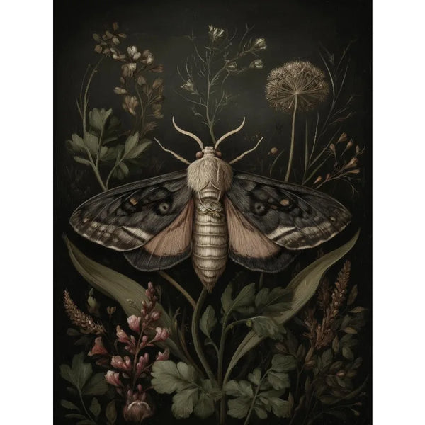 Vintage Dark Gothic Insect Moth Wood Animals Deer Owl Botanical Poster Canvas Painting Wall Art Pictures Home Interior Decor