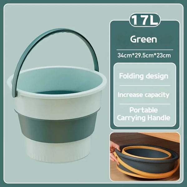5/10/17L Portable Folding Bucket Multifunctional Thickened Silicone Bucket for Car Washing and Fishing Camping Folding Bucket