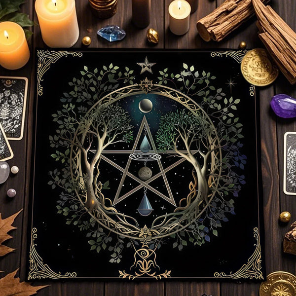 Gothic Decorative Tablecloth Tarot Tablecloth Tarot Enthusiast Astrology Ritual Cloth Polyester Altar Decorative Pad