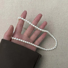 Vintage White Imitation Pearl Chain Choker Necklace for Women 2025 New Trendy Temperament Beaded Necklace Wedding Jewelry Gift