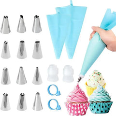 Silicone Piping Bags and Tips Set Cake DIY Decorating Kit with Stainless Steel Nozzle Reusable Silicone Pastry Baking tool Cooking Essentials, Kitchen Tools