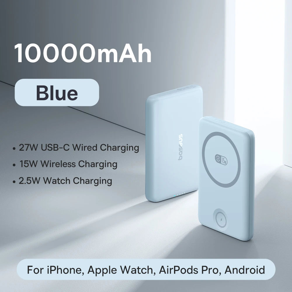 Baseus 27W Magnetic Power Bank 10000mAh 15W Wireless Charging External Battery For iPhone iWatch AirPods Samsung Xiaomi Poco