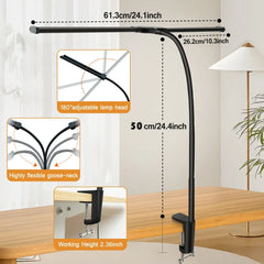 Double Head Dimmable LED Clip Desk Lamp Computer Table Lamps Monitor Light for Office Reading Architectural Lighting