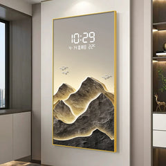 Home Decor LED Lights Digital Display Wall Clock Living Room Wall Decoration Hanging Painting Digital Electronic Clock
