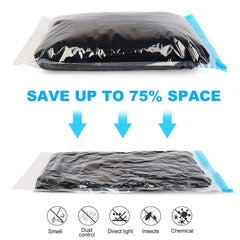 4 Packs Space Saver Compression Bags No Pump Needed - Vacuum Seal Storage Bags for Clothing Travel Camping Essentials