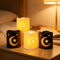 Creative Eid Mubarak Candle Lamp Islamic Ramadan Crescent Moon and Star Night Light Muslim Party Decor Eid Party Supplies