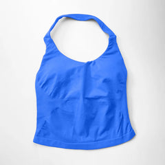 NCLAGEN Gym Halter Top Woman longline strappy tank Padded yoga clothing Fitness workout Running Activewear pilates clothes