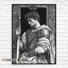 King Arthur and Excalibur Sword in The Stone Sikh Kirpan Sword Excalibur Hilt Poster Canvas Painting Wall Pictures Home Decor