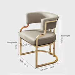 Luxury golden Dining Chairs wrought Iron Backrest Armchair Kitchen Modern Kitchen & Dining Furniture
 Home Bedroom Salon Makeup Chair