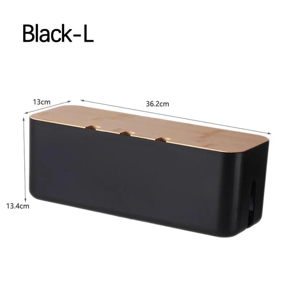 Bamboo Cable Management Box – Hide Wires & Power Strips