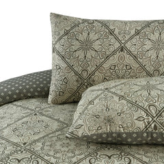 4piece Complete Bedding Set, Geometric Floral Printed Bed Set Includes duvet cover with fitted sheet & 1/2 pillowcases