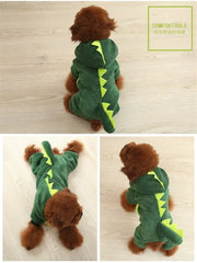 1PC Pet Clothing Dog Cat Autumn and Winter Thickened Warm Blue Dinosaur Hooded Coat For Small Medium Dogs
