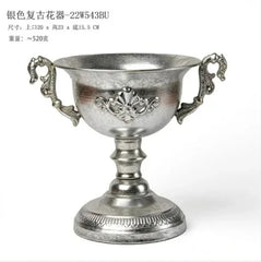 Vintage High Foot Iron Vase Classical Living Room Dry Flower Arrangement Accessories Creative Home Metal Flower Pot Decoration